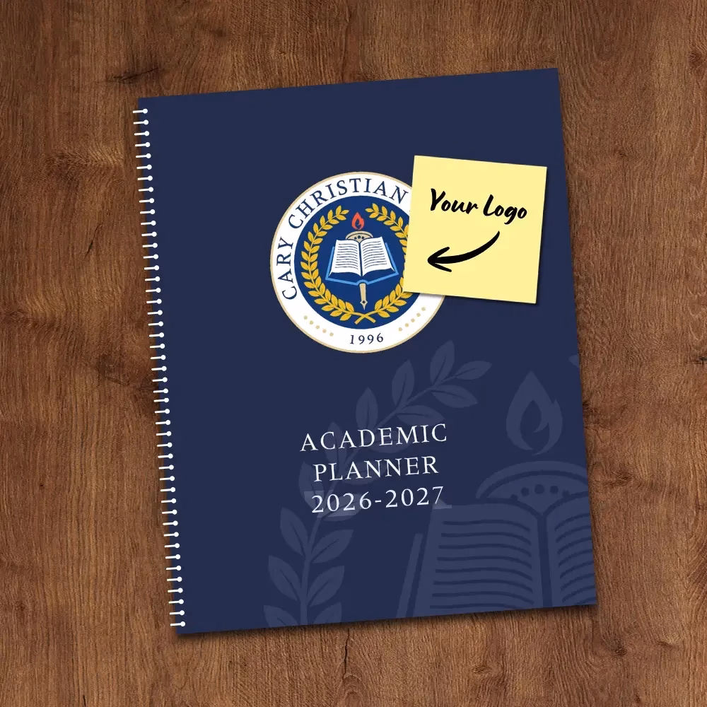 Custom student planner with school logo
